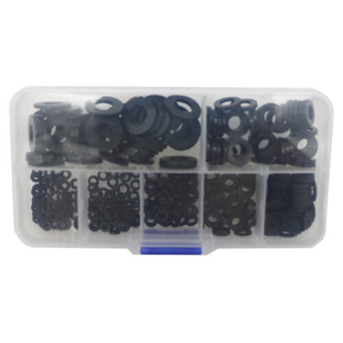 350Pcs Set 7 Sizes Black Nylon Flat Washer Assortment Kit M2//M2.5//M3//M4//M5//M6//M8
