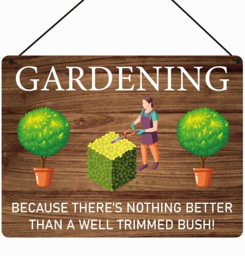 A5 size Bar Funny Garden Trimmed Bush Sign Metal Plaque Gifts Kitchen 