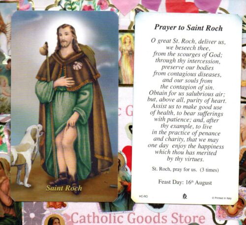 with Prayer to St Roch Rocco Paperstock Holy Card Saint Roch 