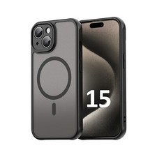 Magsafe Handyhülle für Apple iPhone 15 Matt Case Schutzhülle Kratzfest Schwarz