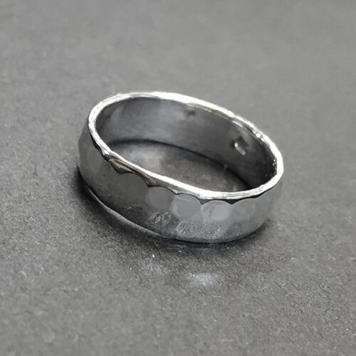 925 Sterling Solid Silver Hammered Ring-Band Ring-Highly Polished-5 mm/7 mm 