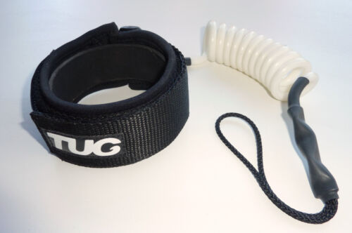 TUG Bodyboard basic White coil bicep leash 3 cuff sizes