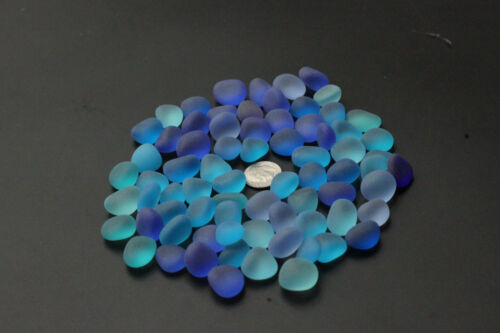 sea beach glass 10 big pcs blue cobalt lots bulk 16-20mm jewelry use 