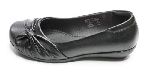 Girls Ladies Dolly Shoes Black PU//Patent Slip On School Work Footwear UK 13-8