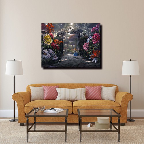Canvas Print Art Oil Painting Disney Alice in Wonderland Garden Home Wall Decor