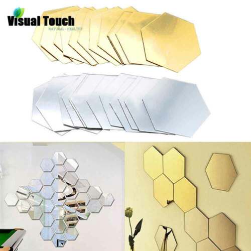 12pcs 3D DIY Hexagon Honeycomb Decorative Acrylic Mirror Wall Stickers Home 