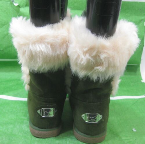 US WOMEN Size   7     NEW GREEN Winter  Flat Ankle Boot Fur Inside 