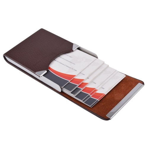 Professional Stylish Metal Leather Business Card Holder Case Slim Magnetic Shut