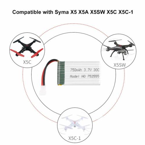 6pcs 1s 3,7v 750mah Lipo batería 30c con 6-in1 cargador para RC quadcopter droneter