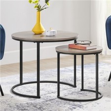 Mesa de Centro Nido Redonda Set de 2 Mesa de Centro Maderna 60x60x50,5cm Gris