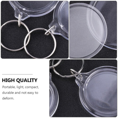 25PCS Clear Blank Photo Keyrings Personalised Round Picture Frame Keyring
