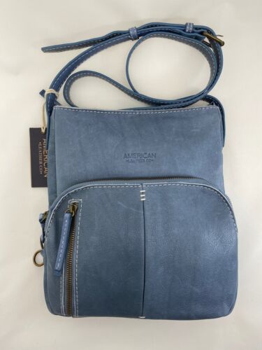 Details about   American Leather Co Albany Crossbody Bay Blue Smooth ALC2100 NEW 
