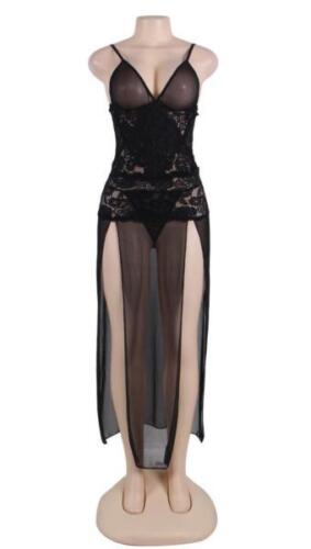 BABYDOLL BATA CHEATINGS ALONG WITH OPENINGS STYLE LONG GOWN BLACK WOMENS 