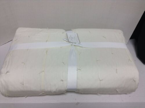 Pottery Barn Jersey Silk Comforter Bed Quilt KING CAL 2 shams tufted IVORY NIP