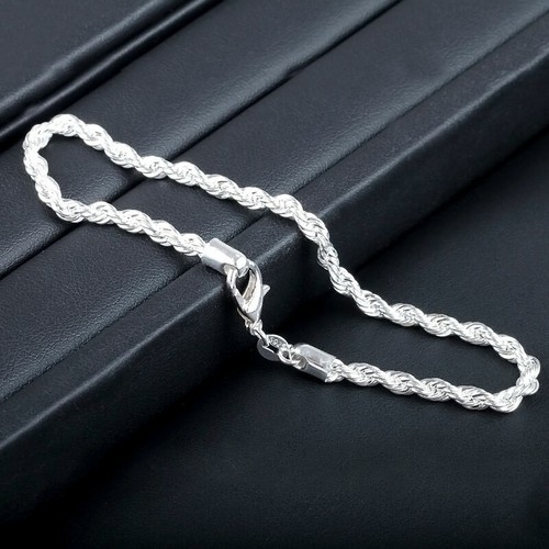 Damenarmband Kordel Silber Schmuck 4x20cm Damen Armband Kette Neu F0X5