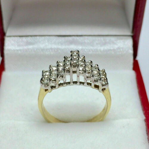 Details about  / 0.80Ct Round Cut VVS1//D Diamond Cluster Engagement Ring 14k Yellow Gold Finish