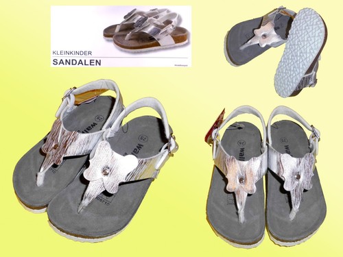 Fille Sandales Sandales Argent Avec Semelle Intérieure Bride D/'Orteil Taille 25-28 NEUF