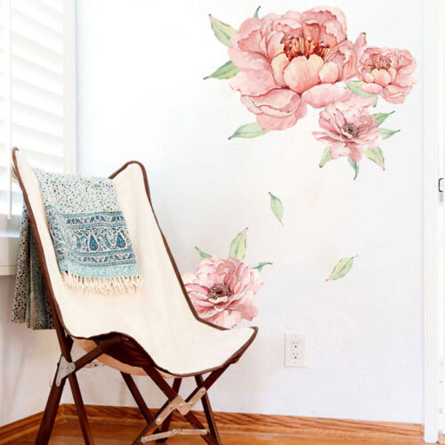 Large Peony Rose Flower Art Wall Sticker Living Room Home Background DIY Decal
