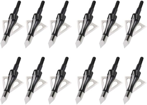 Details about  &nbsp;12pc 3 Fixed Blades Arrowheads 100 grain compound recurve Crossbow Arrow Tips