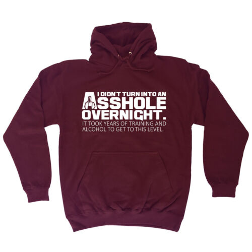 I DIDNT TURN INTO AN ASSHOLE OVERNIGHT HOODIE rude hoody funny birthday gift