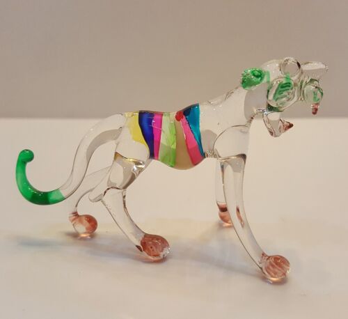 Tiger Figurine Art Hand Blown Wild Animal Glass Mini Collect Home Decor Gift