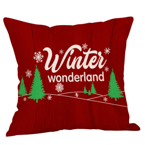 18X18" Merry Christmas Pillow Cases Cotton Sofa Cushion Cover Home Decor 