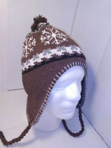 Details about  / WINTER KNIT HAT FLEECE LINED WITH EARFLAP UNISEX BROWN