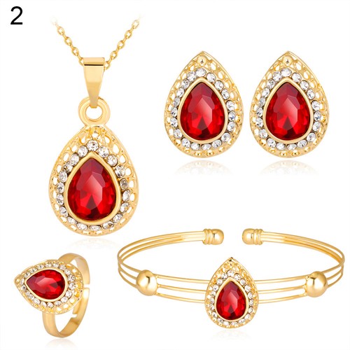 Femmes Goutte D/'Eau Plaqué or Ensemble Bijoux Collier//Bracelet