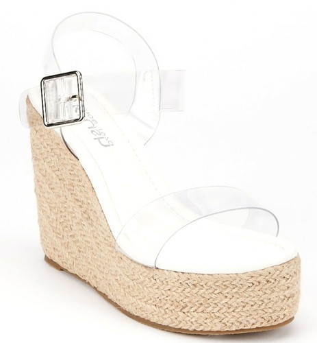 Womens Ladies Wedge High Heel Perspex Lace Up Espadrille Summer Sandals Size