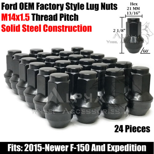 24Pc Black Ford OEM Factory Style Lug Nuts 14x1.5 Fits Ford F-150 Expedition 