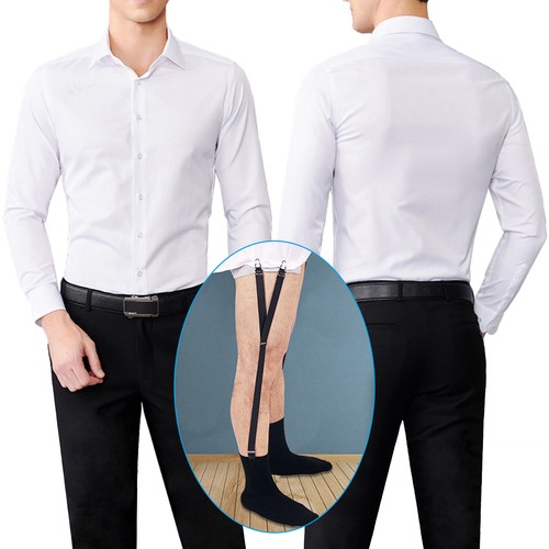 Y Style Men Elastic Band Garters Non slip Socks Shirt Stays Holder Suspender UK
