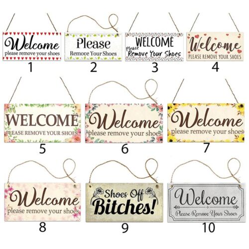 Welcome Please Remove Your Shoes Hanging Wood Plaque Door Wall Yard Pretty sdRQv