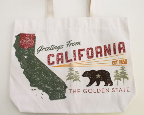 Sprouts Reusable Grocery Tote Bag California Bear Canvas Bag Made in USA 