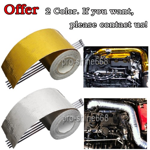 10M Car Gold High Heat Insulation Aluminium Wrap Exhaust Header Pipe Tape Cloth