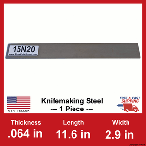 1//16 in x 11.6/" x 2.9/" .064/" 15N20 Carbon Steel Bar Billet 1 Billet