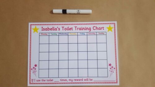 Toddlers//EYFS Children/'s personalised chart Toilet Training Reward Chart