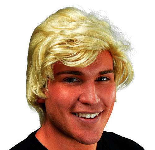 NUOVO Mans BIONDA lato di partizione Parrucca FANCY DRESS