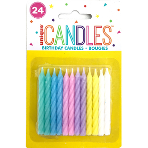 Pack Of 24 Birthday Cake Candles Pretty Pastels Party Celebration Decor BN Lux