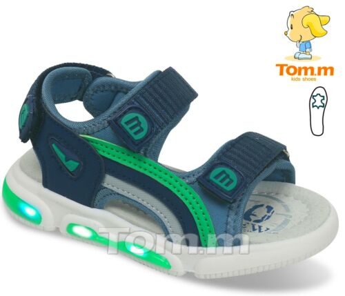 Light up BOYS SANDALS shoes LEATHER insole LED Flashing size 4-8 UK BABY NEW
