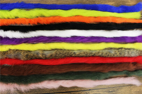 12 Colors Straight Cut Rabbit Zonker Strips Hare Hair Fur Fly Tying Materials 