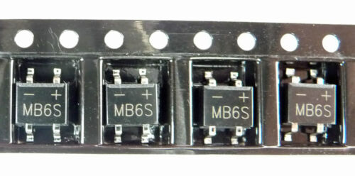 50 Stück SMD Brückengleichrichter Gleichrichter 420V 0,5A Mini-SMD Gehäuse MB6S