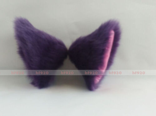 Anime Cosplay Costume Party Long fur Neko Kitty cat ears cat tail Purple 10cm 