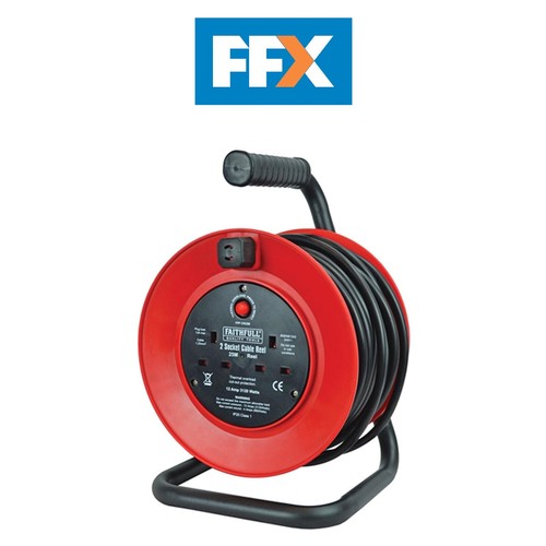 Faithfull FPPCR25M Cable Reel 25m 13amp 230v