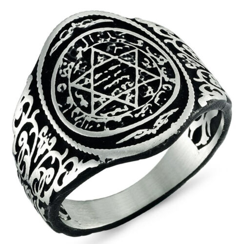 Details about  &nbsp;Solid 925 Sterling Silver Seal of Solomon Men&#039;s Ring