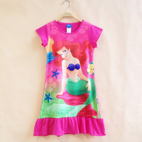 Kids Girls Cartoon Princess Tunic Shift Dress Summer Casual Sundress Nightdress