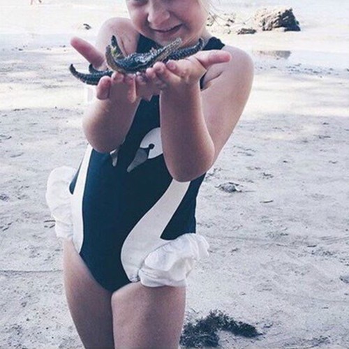Baby Kids Girl Swan Swimwear Swimming Costume Swimsuit Bikini Monokini Beachwear