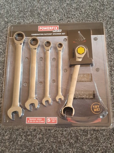 PowerFix Combination Ratchet Spanner Set 5 PIECES 8 10 13 14 17 mm BRAND NEW