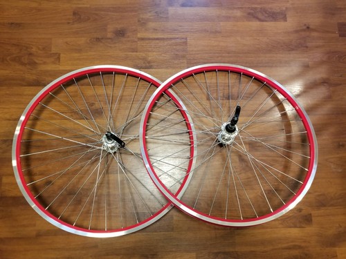 OEM Raleigh 26/" Bike Wheelset Double Wall 36H Heavy Duty 13G Spokes 135 QR Red