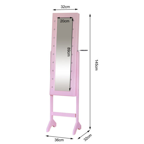 Girl Favor Pink Jewelry Organizer LED Mirror Cabinet Wall Hanging//Floor Standing