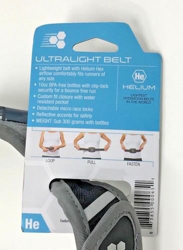 FuelBelt Helium Ultra Light Belt-Black//Gray Unisex 20 Oz New Free Shipping